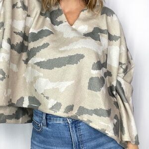 EUC POL Camouflage Sweater - Beige and Gray Oversized Large
